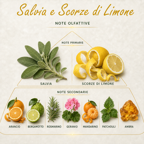 Candela Profumata 170 gr - Diffusore per Ambienti (Salvia e Scorze di Limone)