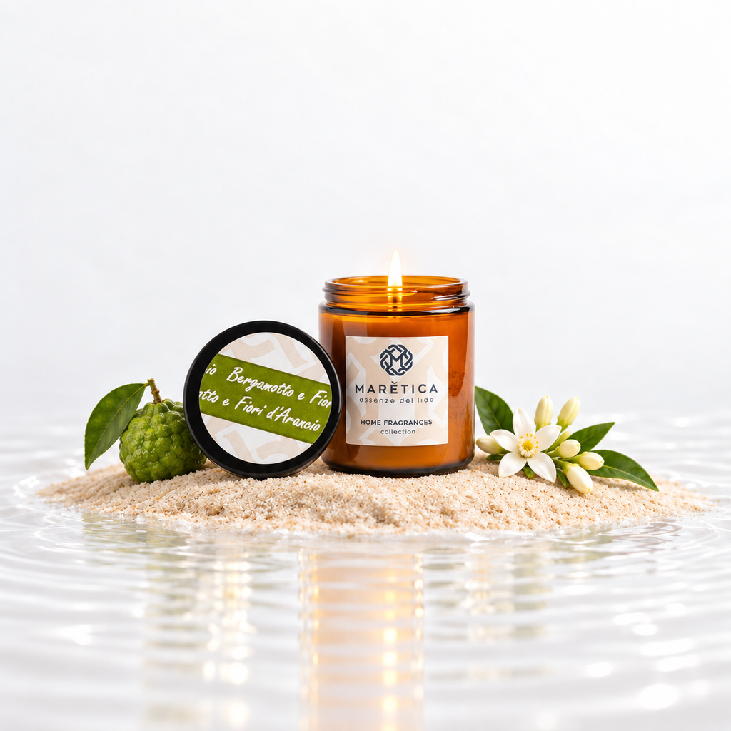 Candela Profumata 170 gr - Diffusore per Ambienti (Bergamotto e Fiori d'Arancia)