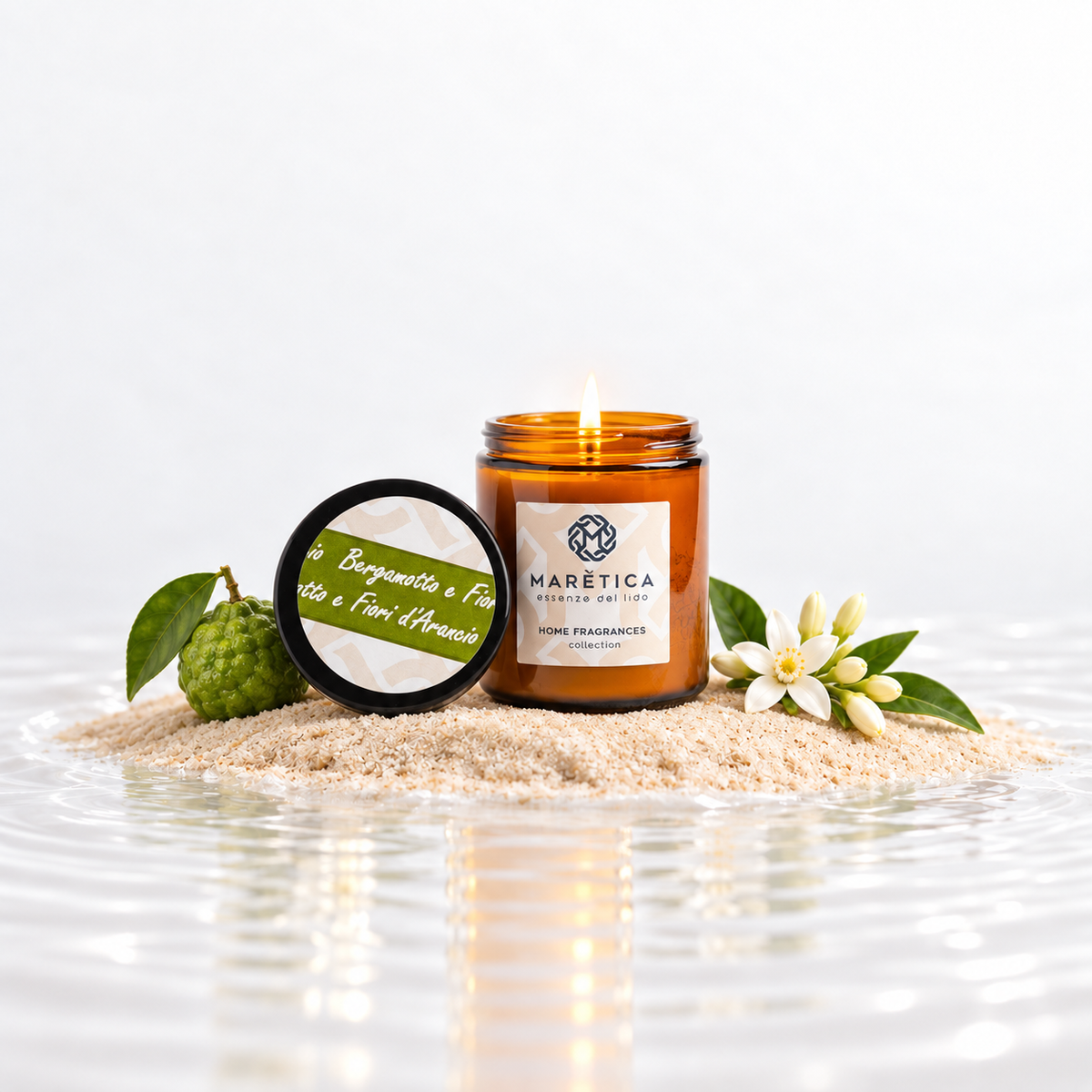 Candela Profumata 170 gr - Diffusore per Ambienti (Bergamotto e Fiori d'Arancia)