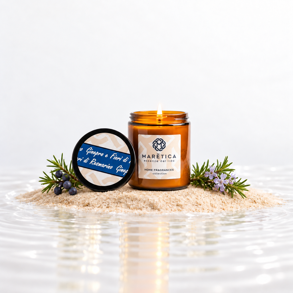 Candela Profumata 170 gr - Diffusore per Ambienti (Ginepro e Fiori di Rosmarino)