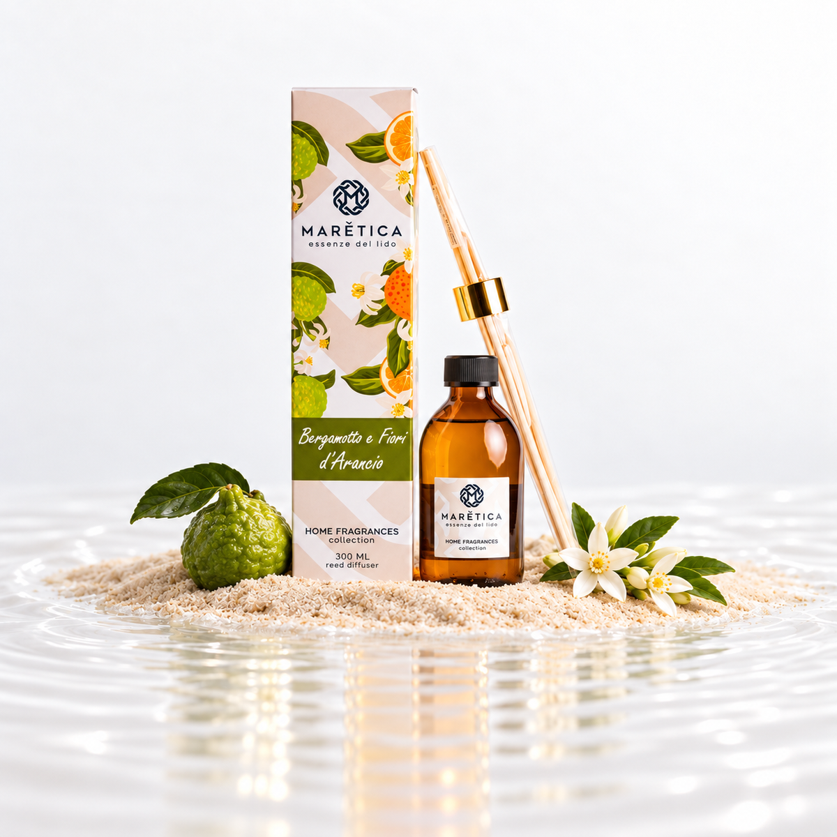 Diffusore a Bastoncini per Ambienti 300 ml (Bergamotto e Fiori d'Arancia)