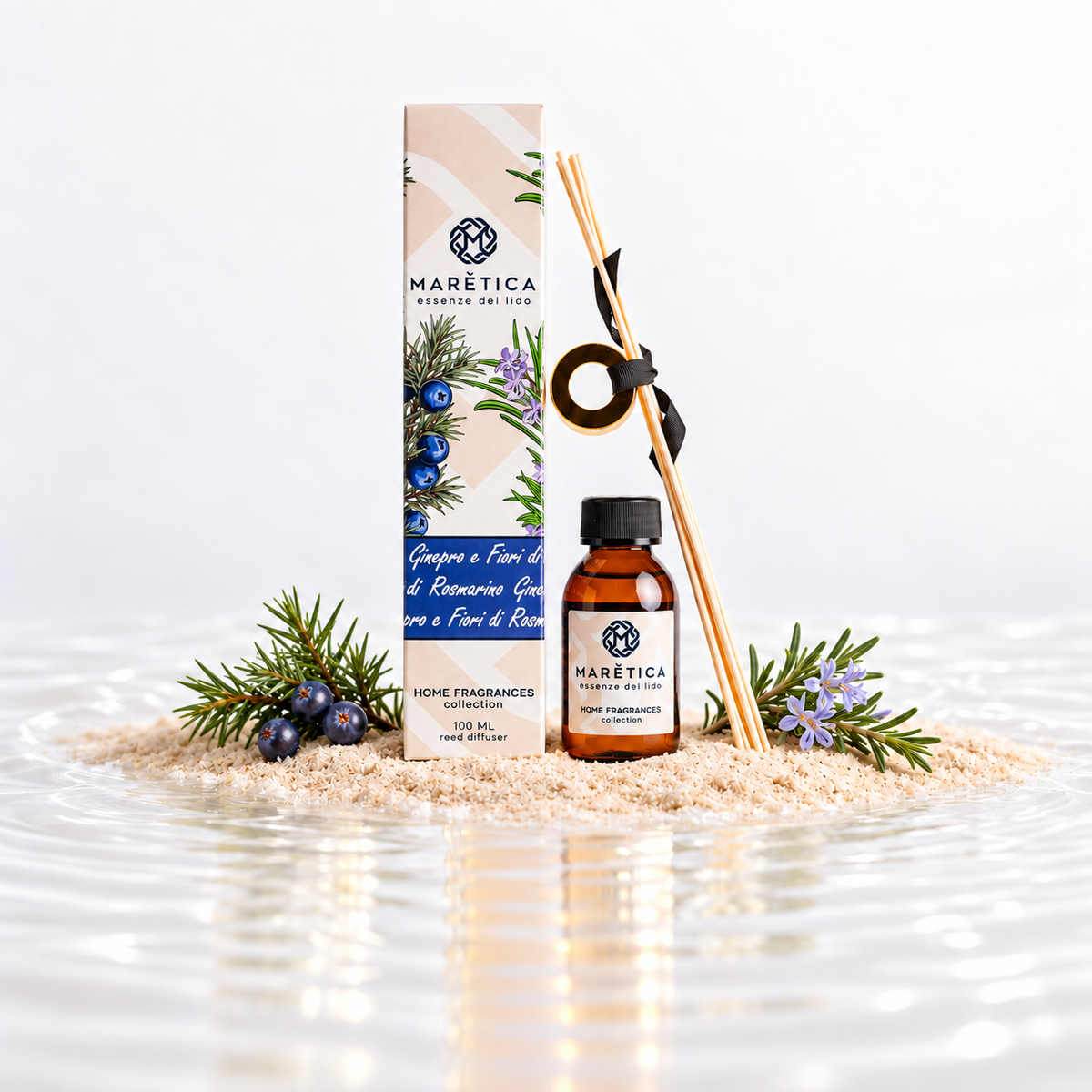 Diffusore a Bastoncini per Ambienti 100 ml (Ginepro e Fiori di Rosmarino)