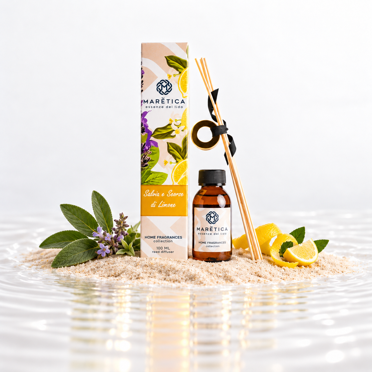 Diffusore a Bastoncini per Ambienti 100 ml (Salvia e Scorze di Limone)